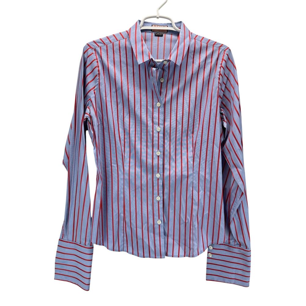 Pink Thomas Pink Blue Pink Striped Button Down Shirt Cuff Link Cuffs Wide 10